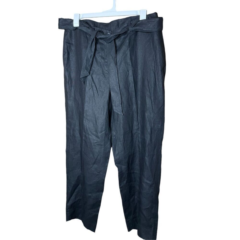 Jones New York Signature 100% Linen Black Wide Leg Pants Trouser Size‎ 16W